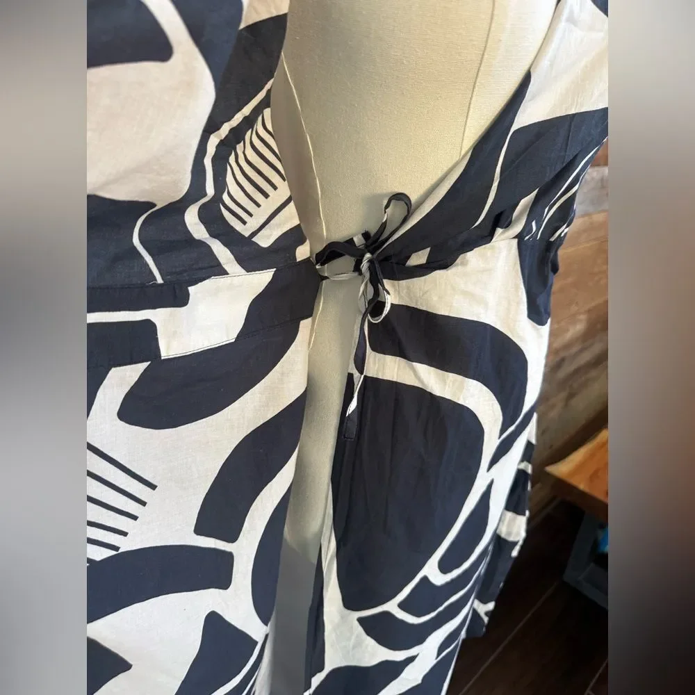 Zara The Nicole Abstract Geometric Print Halter Wrap Midi Dress Size Small NWOT